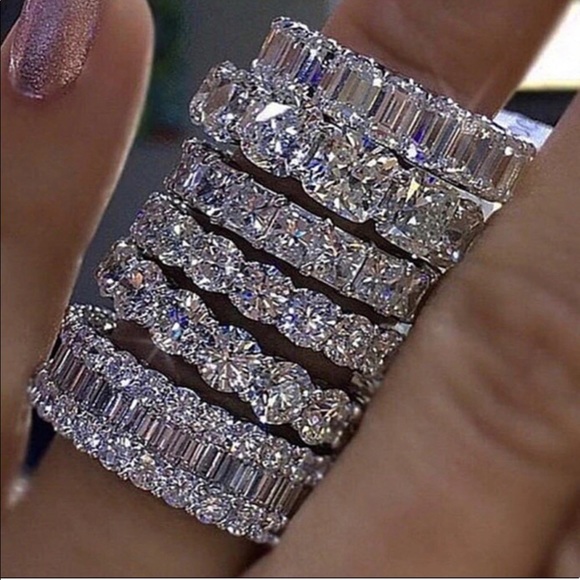 Cubic Zirconia Ring Wedding Eternity Band - Picture 3 of 3